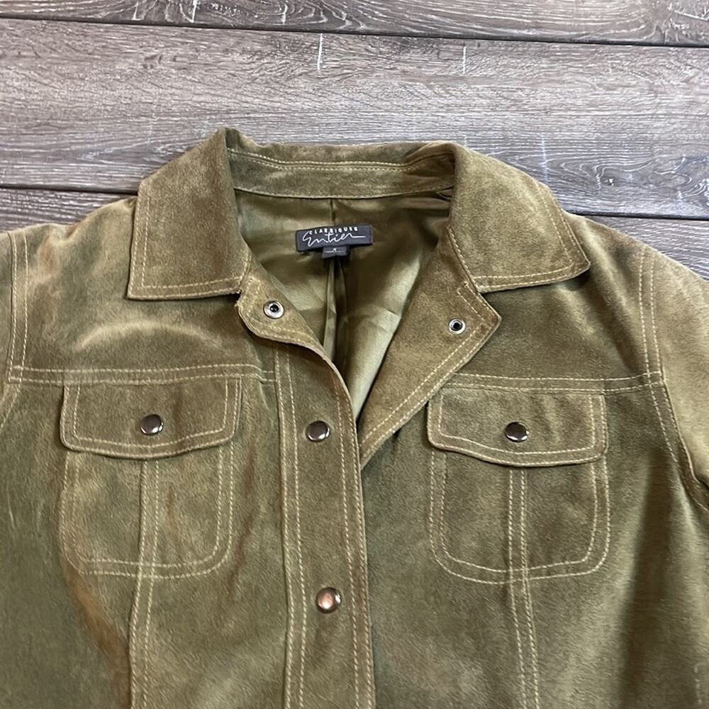 Vintage Green Suede Snap Front Jacket Women’s Size Small - Picture 6 of 8